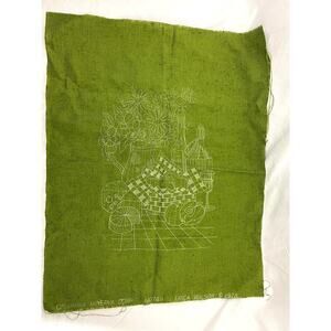 VTG Minerva Crewel‎ Picnic Cross Stitch Kit #7411 Erica Wilson 1973 INCOMPLETE